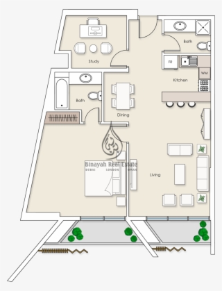 Platinum Residences 1 Bedroom Apartment Type 2 Floor - One Bedroom Deluxe Suite Plan Burj Al Arab