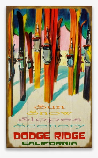 View Zoom Colorful Skis - Vintage Colorado Ski Art