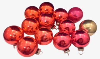 Shiny Brite Red Pink Gold Ball Blown Glass Ornaments - Sphere