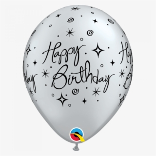 Silver Happy Birthday Balloons - Happy Birthday Latex Balloons
