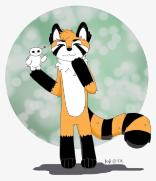 Panda With A Tiny Baymax - Cartoon
