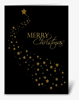 Gold Stars, Black, Christmas Greeting Greeting Card - Merry Christmas