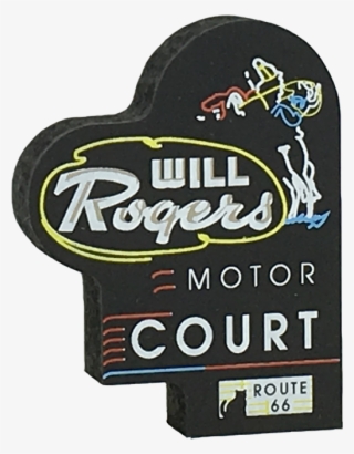 Rt 66-will Rogers Motor Court Neon Sign, Tulsa, Ok - Label