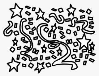 Confetti, Streamers, Black And White, Png - Calligraphy