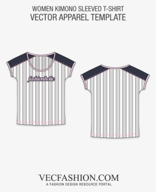 Kimono Sleeve Striped T-shirt Template - Stripe T Shirt Template