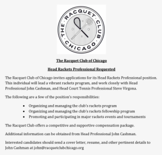 Head Rackets Profession Position Available In Chicago - Document
