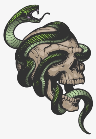 Green Snake Round - Snake Skull Png