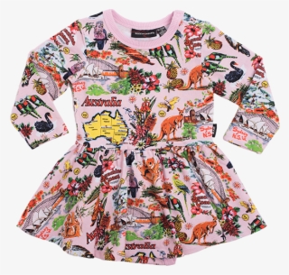 Rock Your Baby Souvenir Tea Towel Waisted Baby Dress - Dress
