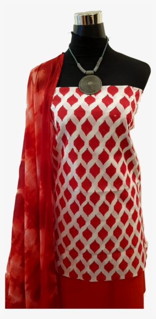 Red Hand Block Dress Material Red Dupatta Red Salwar - Blouse