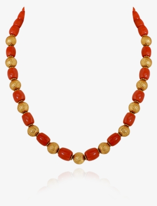 Antique Coral Gold Bead Chain - Necklace