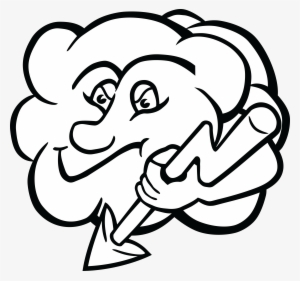 Free Clipart Of A Cloud Character Holding A Lightning - Clip Art