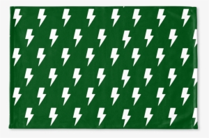 White Lightning Bolts On Green Floormat - Blanket