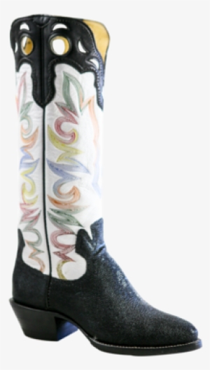 2) Black Stingray Boots With Rainbow Variegated Stitching - Cowboy Boot