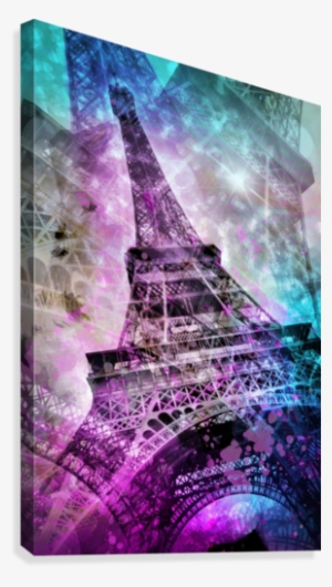 Pop Art Eiffel Tower Canvas Print - Purple Paintings Of Eiffel Tower