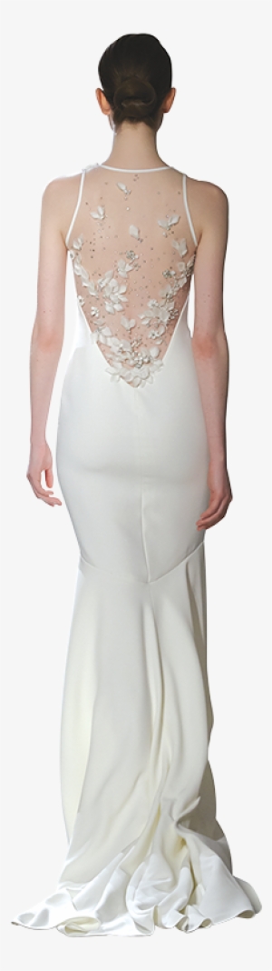 Theia “courtney” Ombre Strapless With Satin Petals, - Wedding Dress
