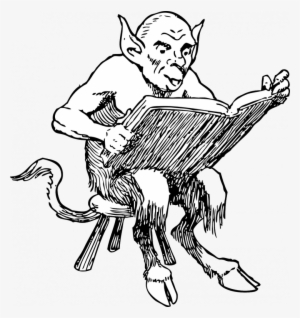 Satanic Pentagram Coloring Pages - Devil Reading A Book