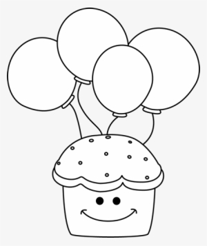 Black And White Cupcake And Balloons - Balloon