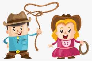 Couple Cowboy Boy Girl Love Man Woman Outd - Cartoon Cowboy And Girl