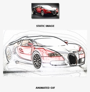 Gif Animated Sketch Photoshop Action - Bugatti Veyron