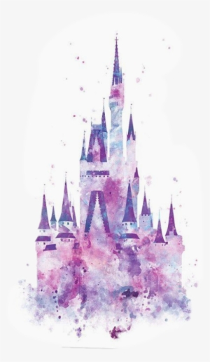 Watercolor Disney Castle Silhouette Transpa Png 466x802 Free On Nicepng - Disney Watercolor Paintings