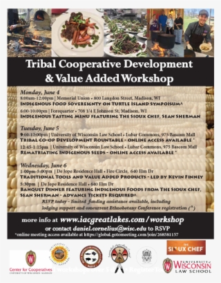 Tribal Cooperative Development And Value Added Workshop - Indigenous Foods Menu