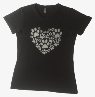 Ladies Heart With Paw Prints T Shirt - Active Shirt