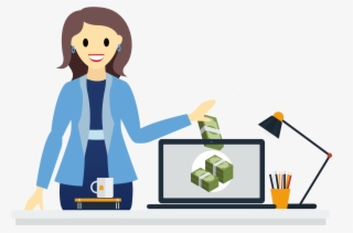Sofia Drops Bundled Stacks Of Cash Into Her Laptop - Cartoon