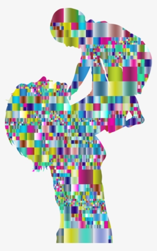 Mosaic Silhouette Infant Child Mother - Prismatic Mosaic Silhouette