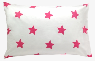Bright Pink Star Single Pillowcase - Stars Falling Black And White