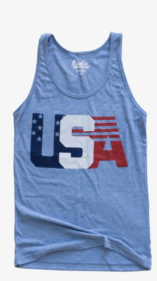 Usa Block Stars And Stripes Lt Blue Tank Red Navy White - Active Tank