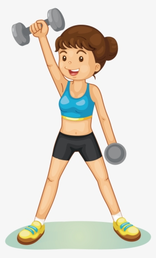Physical Exercise Fitness Centre Weight Training Clip - Cartoon Girl Lifting Weights