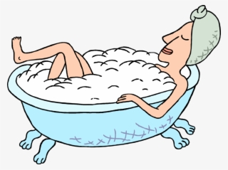 Vector Illustration Of Woman Enjoys Relaxing Bubble - Taking A Bath Clipart