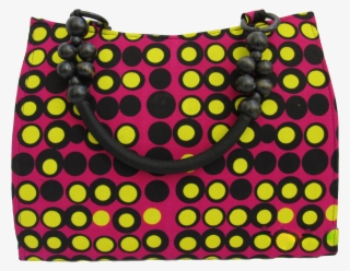 Yellow And Black Polka Dot African Handbag