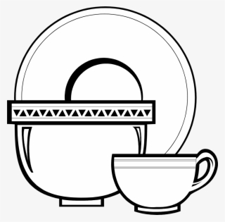 Plate Clipart Png - Plate Cup Black And White Clipart