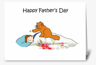 Happy Father's Day Funny Cat And Sleepin Greeting Card - Cartoon