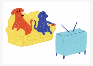 Dogs Watching Tv - Illustration