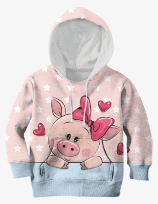 3d Cute Pig With Sweet Heart Kid Full Print Hoodie - Print Hoodie
