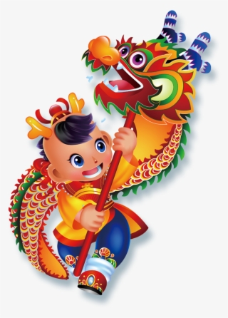 Dragon Dance Lion Dance Chinese New Year Cartoon Illustration - Chinese New Year Lion Dance Cartoon