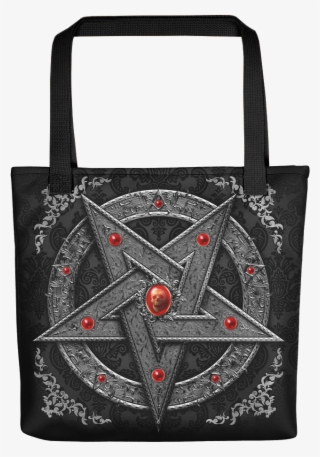 Silver Pentagram Tote Bag, Gothic Satanic Bag - Tote Bag