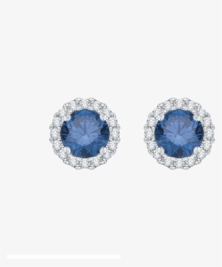 Ea0074cblt-04w - Blue Sapphire Halo Earrings