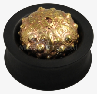 Ebony Plug With Brass Exoskeleton Sea Urchin Ear - Brass