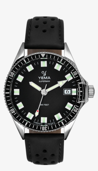 Yema Montre Quartz Bracelet Perforé En Cuir Noir Et - Yema