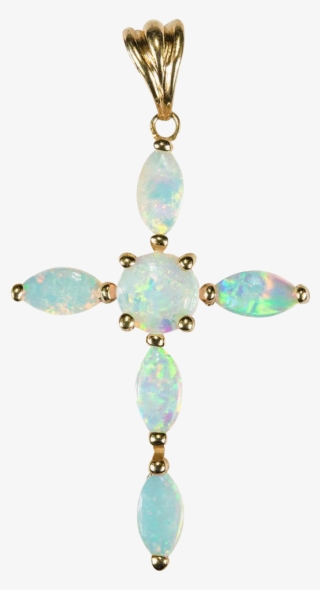 94ctw Natural Opal Cross Pendant 10k Gold Solid Jewelry - Locket