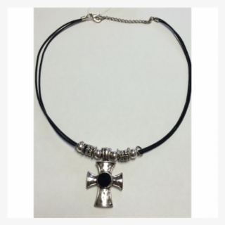 Leather Cross Necklace - Choker