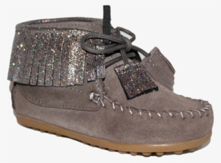 Confetti Grey Suede Glitter Fringe Bootie - Outdoor Shoe