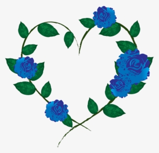 Blue And Green Flower Heart - Heart Flower Blue Png
