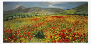Landscape With Poppies - Painting