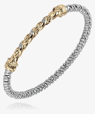 14k Gold & Sterling Silver, Diamond Bracelet - Chain