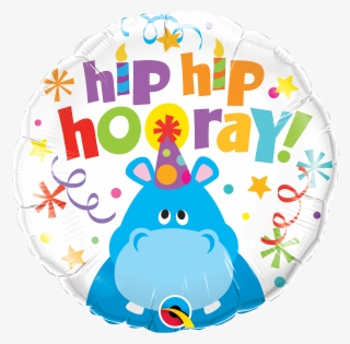 Hip Hip Hooray Hippo 18" Foil Balloon - Hip Hip Hooray Birthday Hippo