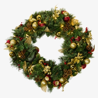 Light 24" Decorated Wreath, 35 Steady Warm White Led's, - Wreath